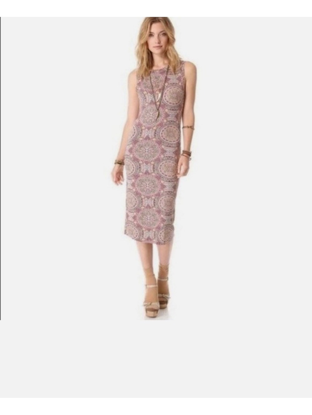 Free People "Love From London" Sleeveless Printed Midi Boho Dress